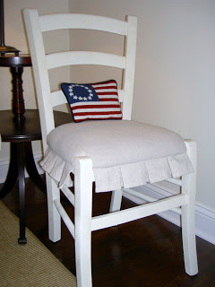 chair makeover with pleated drop cloth skirt