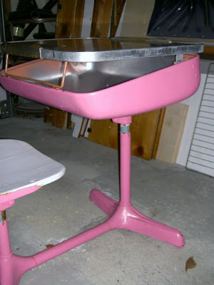 vintage pink school desk