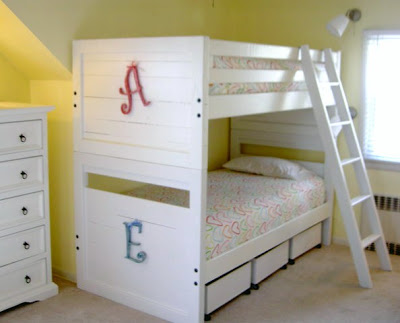 wood bunk bed with storage bins