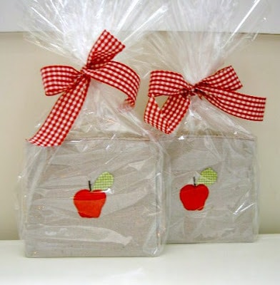 apple pouches wrapped in cellophane