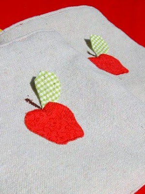 drop cloth fabric with apple applique