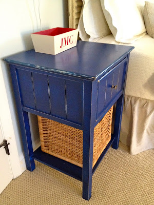 blue nightstand makeover