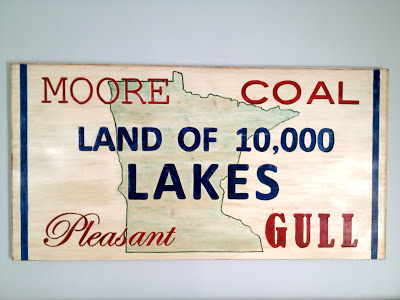 land of 10,000 lakes handpainted sign