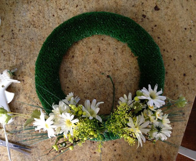 artificial flowers on wreath