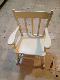 heirloom white spray paint on rocking chair