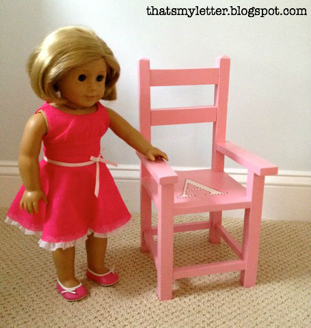 refinished 18" doll chair with monogram