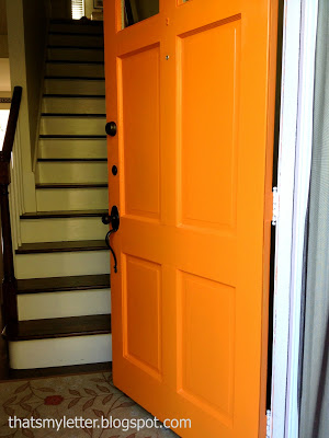 bright orange front door