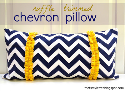 diy ruffle trimmed chevron pillow