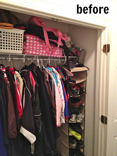 diy mudroom closet before hanging shoe organizer