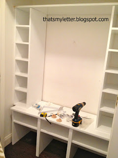installing shoe cubbies and bench in closet