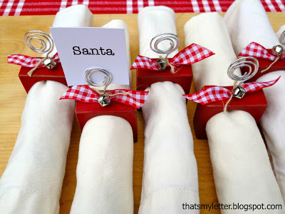 diy holiday wood napkin ring placecards with bells