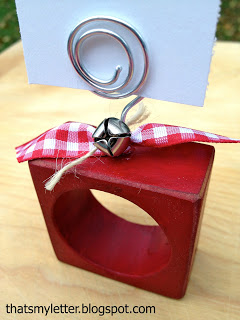 christmas napkin ring with wire placecard holder