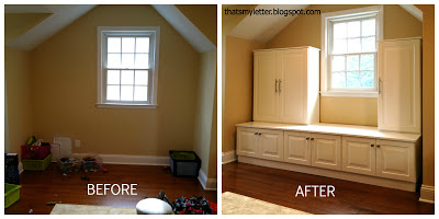 diy playroom built ins before and after