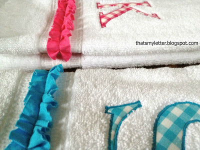 diy monogrammed hand towels with ruffle