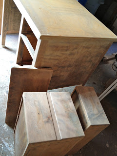vintage desk stripped to bare wood
