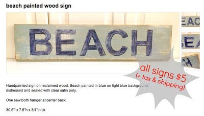 beach painted wood sign
