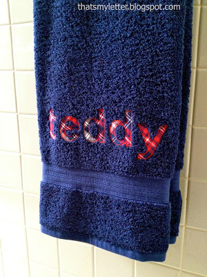 full name personalization on bath towel