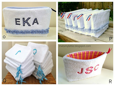 monogrammed terry cloth zipper pouches