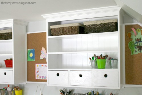 diy built in wall hutch above desk