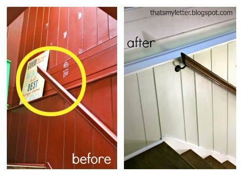 diy handrail makeover before and after