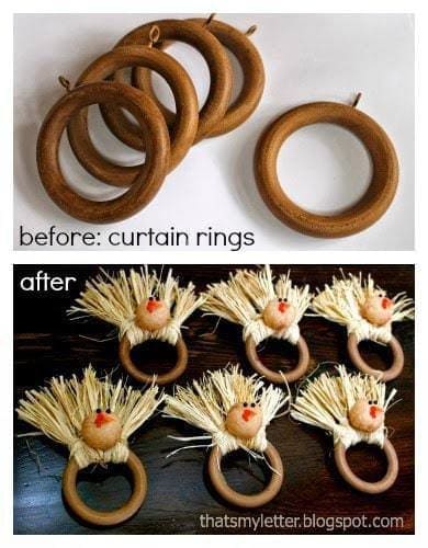 before and after curtain ring repurpose