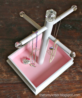 diy personalized jewelry stand from above