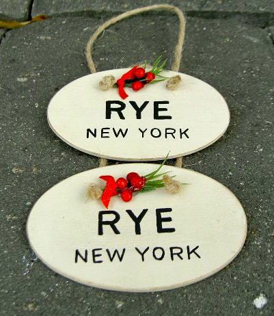 diy handpainted oval ornaments with town name