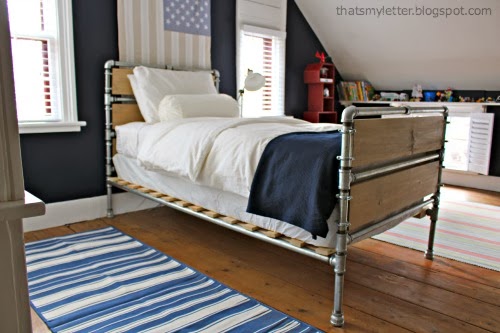 diy pipe and wood slat twin bed