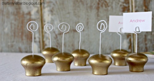 gold knob place cards