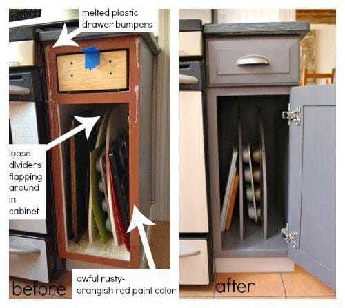 pan cabinet storage dividers before and after