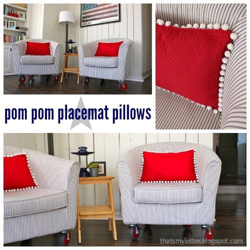 diy pom pom placemat pillows