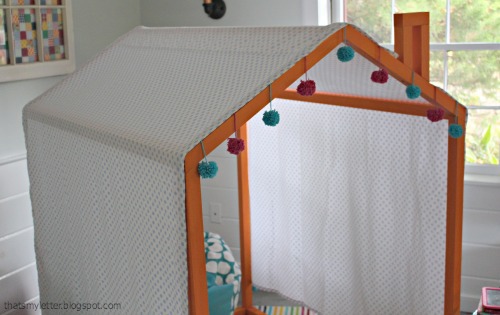 diy open playhouse frame with canopy