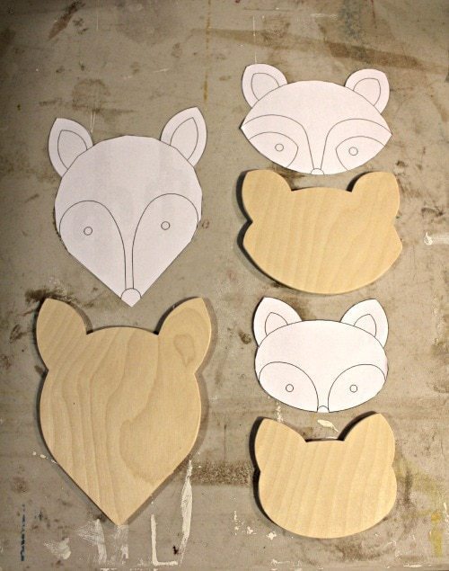 animal faces cut from plywood
