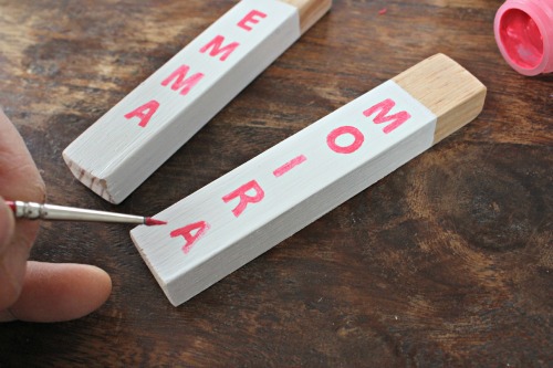 wood key fob painting letters