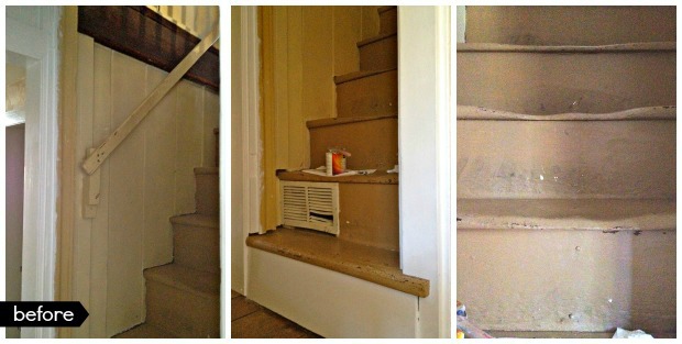 steep staircase before makeover