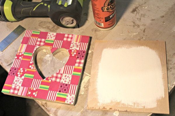diy fabric collage heart shape white