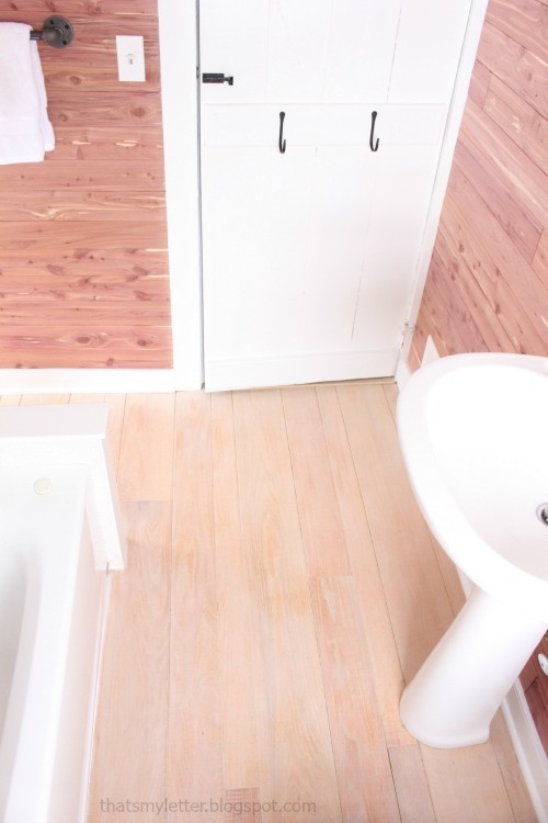 diy bathroom makeover stripped wood floor