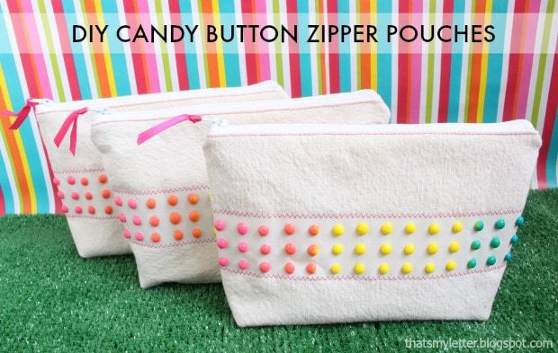 diy candy button zipper pouches