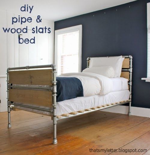 diy wood and pipe industrial bed