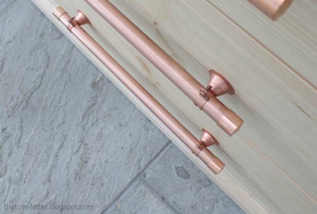 diy long copper pipe hardware drawer pulls