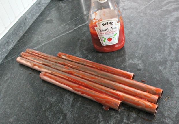 cleaning copper pipe with ketchup