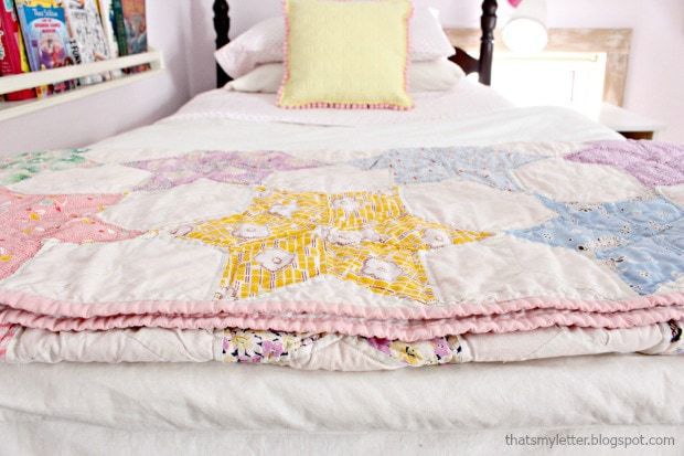 vintage quilt girls bed