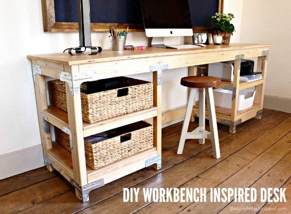 diy workbench inspired desk with stool