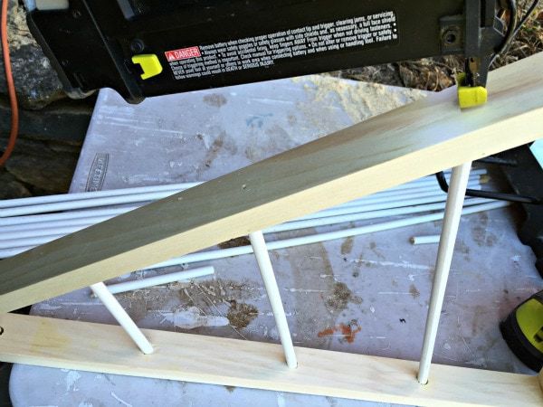 secure dowels with nail gun