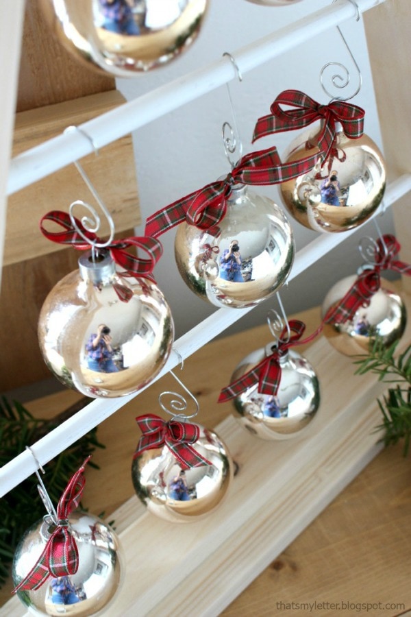 wood tree shape with hanging ornaments