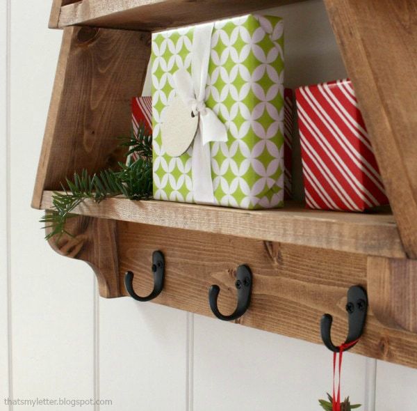 wall shelf Christmas decor with hooks