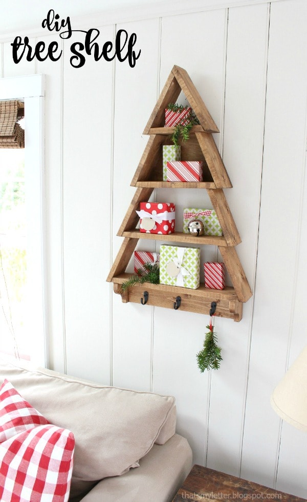 diy tree shelf Christmas decor