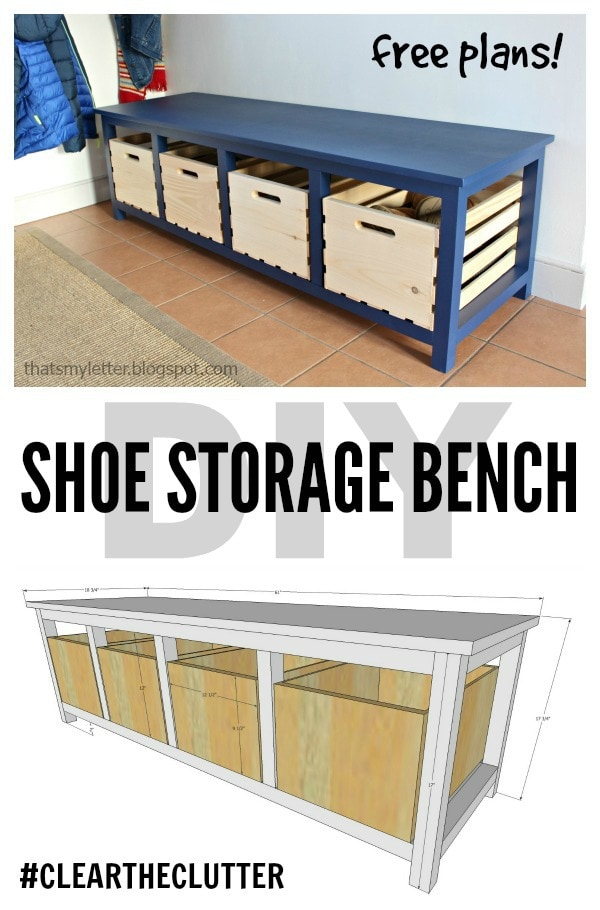 diy shoe storage bench free plans