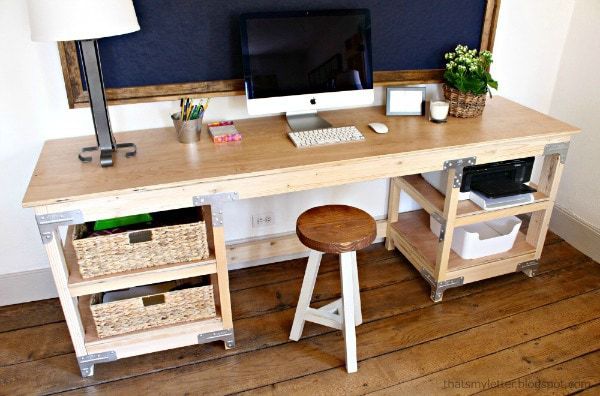 diy workbench style desk free plans