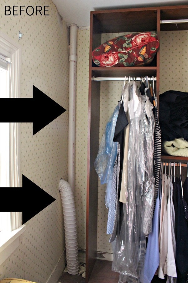 walk-in closet makeover with built-ins before